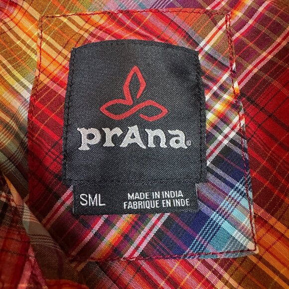 PrAna Ostend NWT Plaid Fireball Short Sleeve Button Down Shirt Men's Size Small - Picture 3 of 6